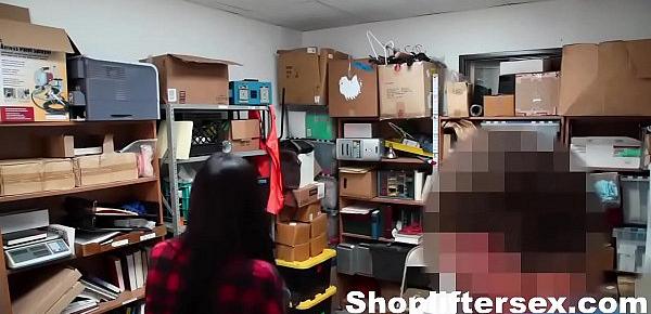  hipster teen gets caught between two cocks |shopliftersex.com